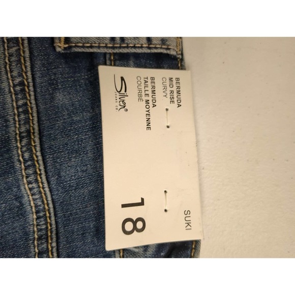 Silver Jeans Shorts Women's Size 18 Denim Blue Mid Rise Denim Blue Jean Shorts - Picture 4 of 5